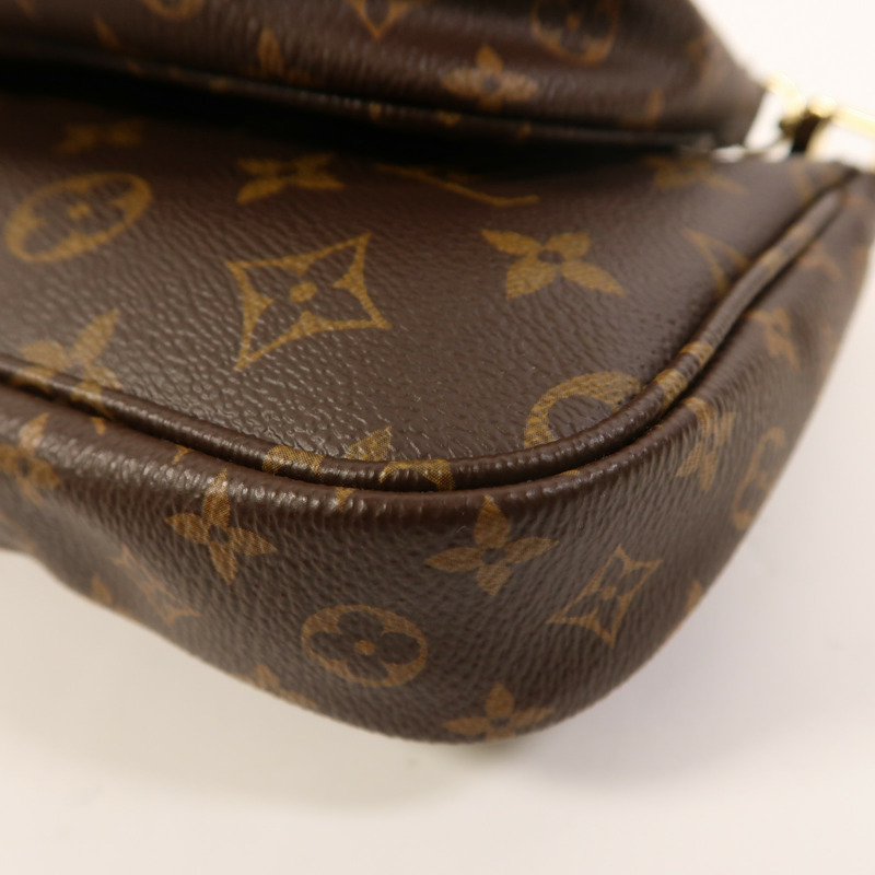 LOUIS VUITTON Monogram Multi Pochette Accessoires金扣手挽肩背兩用袋棕色-9