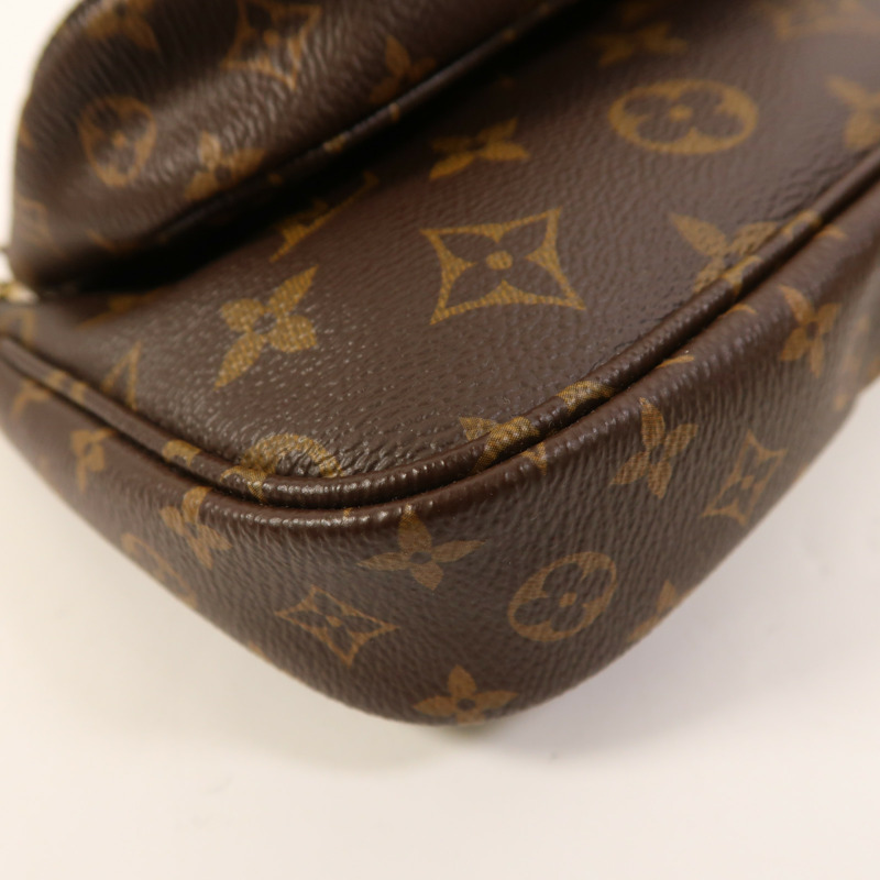 LOUIS VUITTON Monogram Multi Pochette Accessoires金扣手挽肩背兩用袋棕色-10