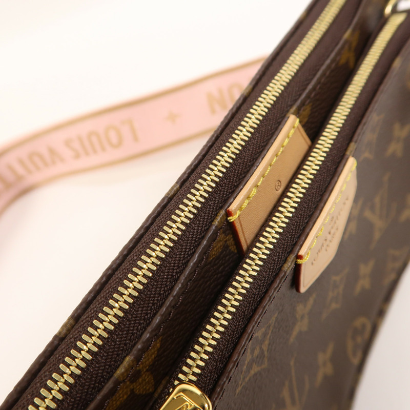 LOUIS VUITTON Monogram Multi Pochette Accessoires金扣手挽肩背兩用袋棕色-14