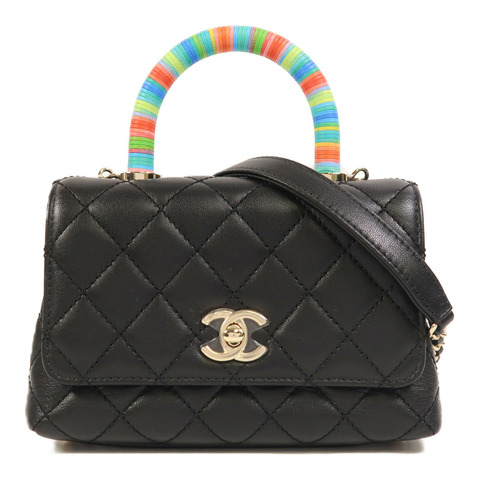 CHANEL 羊皮皮革Mini Coco Handle金扣手挽肩背兩用袋