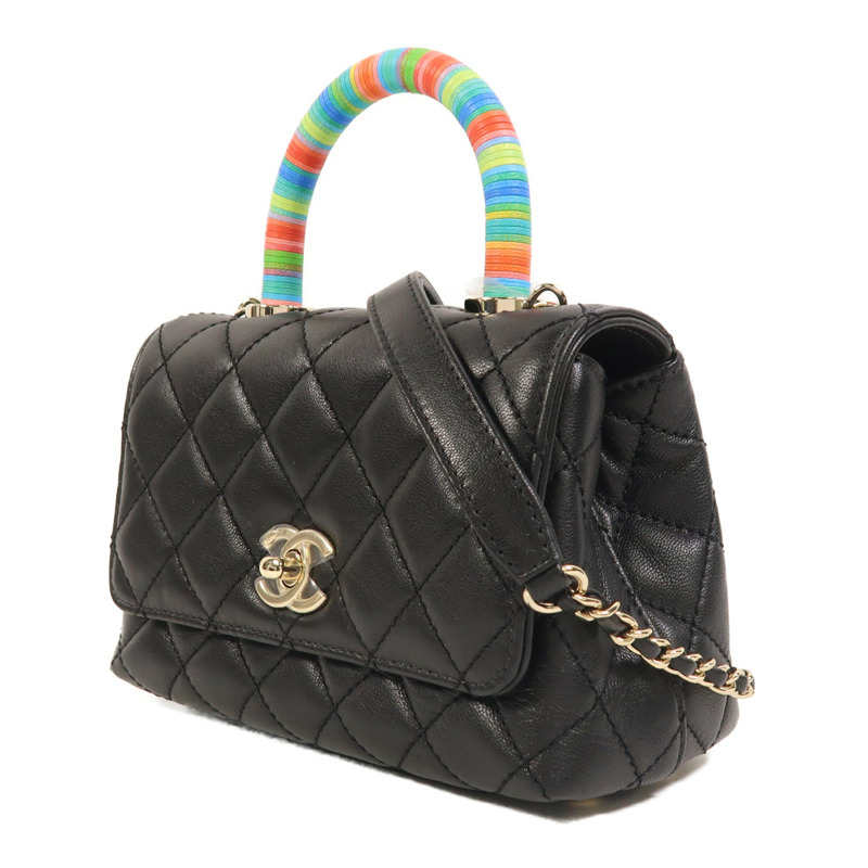 CHANEL 羊皮皮革Mini Coco Handle金扣手挽肩背兩用袋-2
