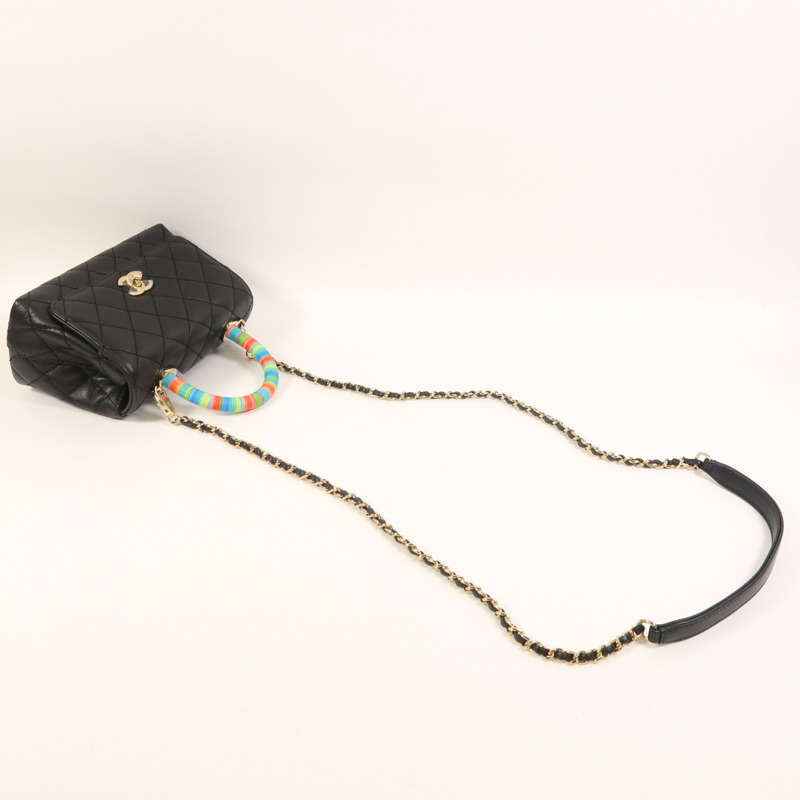 CHANEL 羊皮皮革Mini Coco Handle金扣手挽肩背兩用袋-8