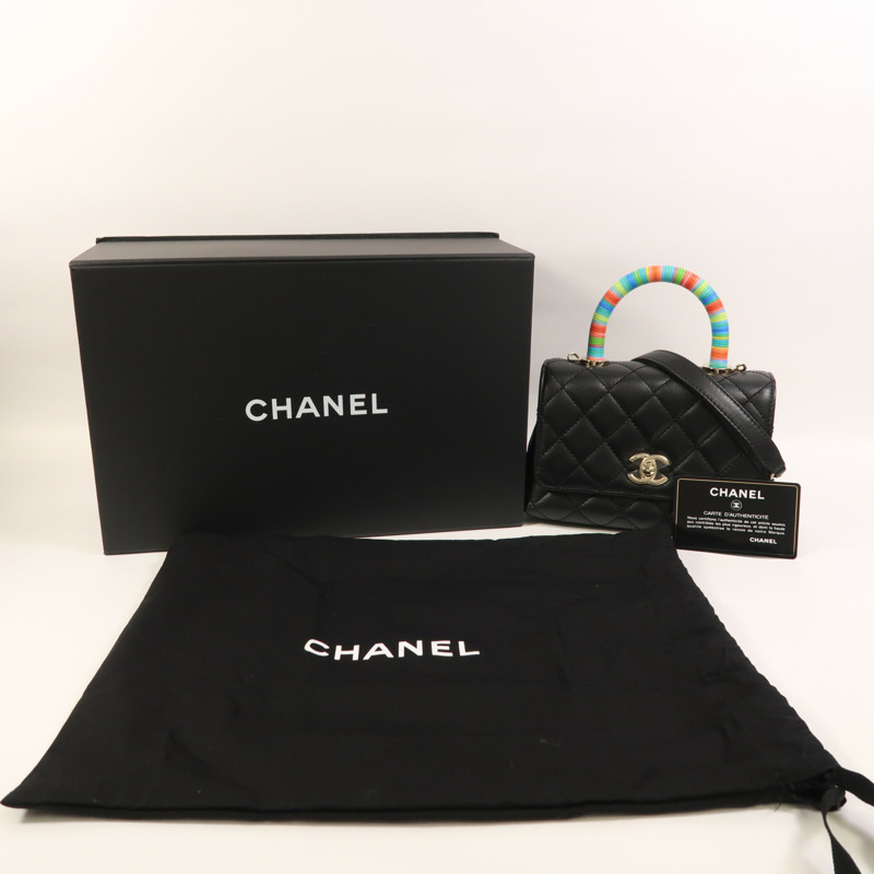 CHANEL 羊皮皮革Mini Coco Handle金扣手挽肩背兩用袋-9