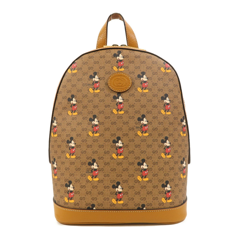 GUCCI 塗層帆布Gucci x Disney Mickey Mouse Backpack金扣背包-0