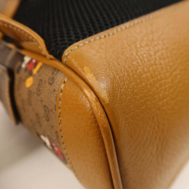GUCCI 塗層帆布Gucci x Disney Mickey Mouse Backpack金扣背包-12
