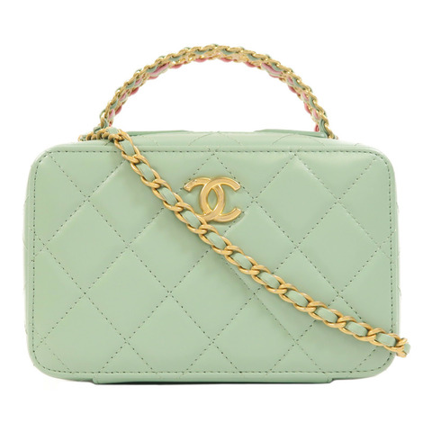 CHANEL 牛皮皮革Vanity Case金扣手挽肩背兩用袋