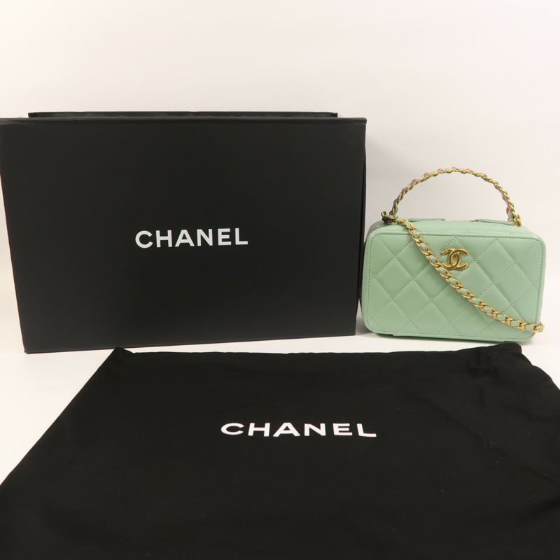 CHANEL 牛皮皮革Vanity Case金扣手挽肩背兩用袋-9