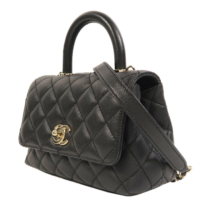 CHANEL 牛皮皮革Mini Coco Handle金扣手挽肩背兩用袋-2