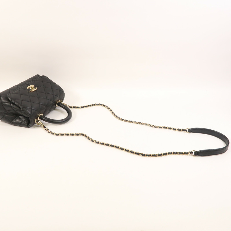 CHANEL 牛皮皮革Mini Coco Handle金扣手挽肩背兩用袋-7
