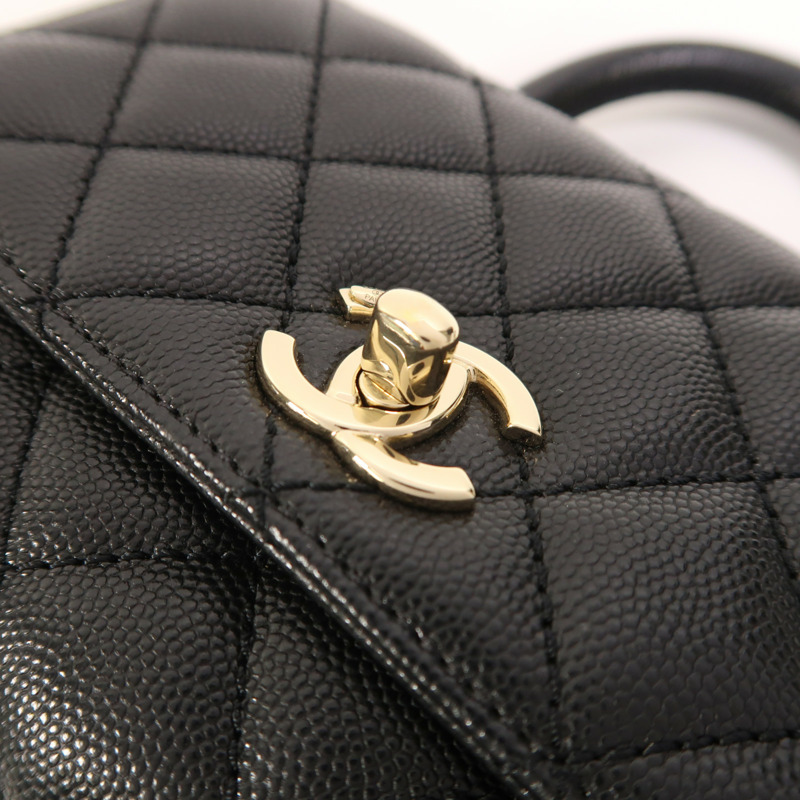 CHANEL 牛皮皮革Mini Coco Handle金扣手挽肩背兩用袋-9