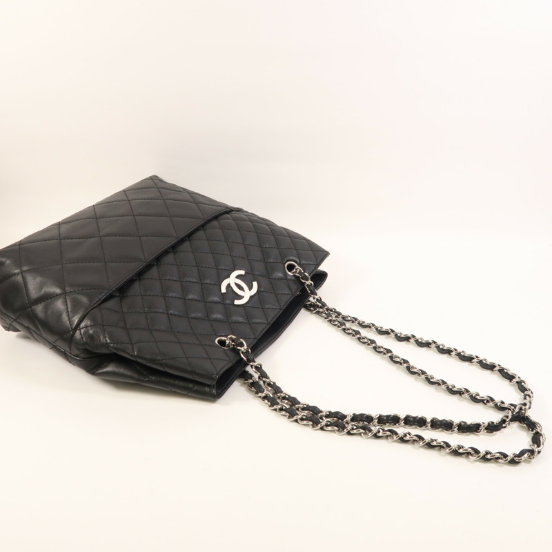 CHANEL 牛皮皮革Chain Shoulder銀扣鏈帶肩背袋-7