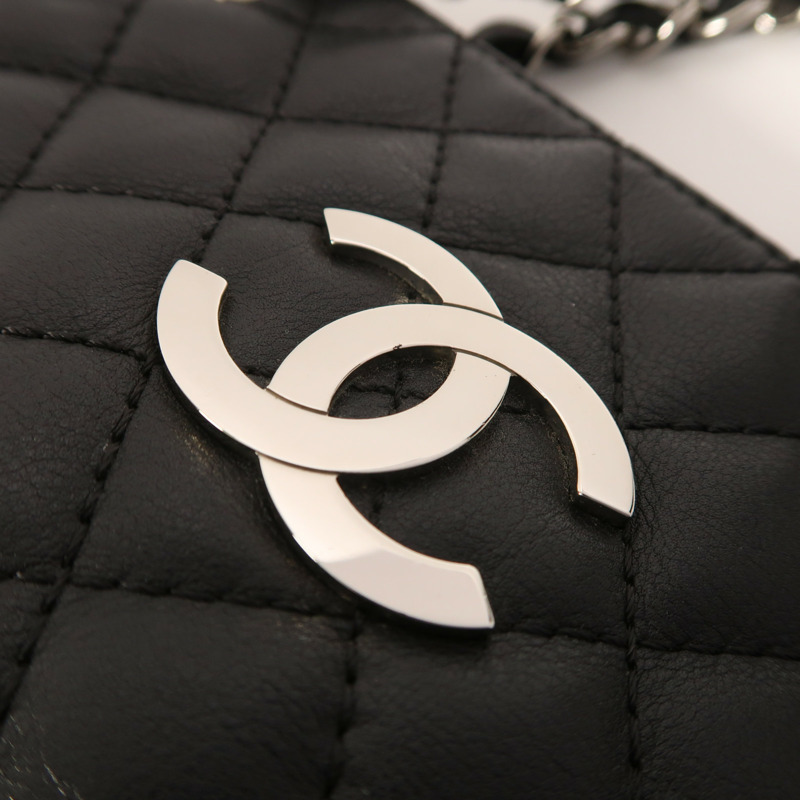 CHANEL 牛皮皮革Chain Shoulder銀扣鏈帶肩背袋-8