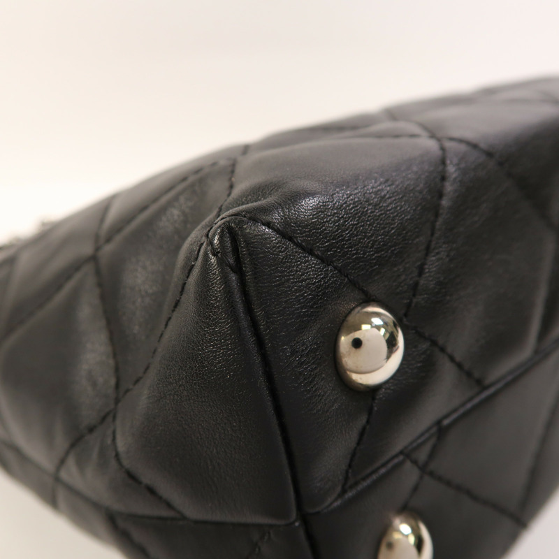 CHANEL 牛皮皮革Chain Shoulder銀扣鏈帶肩背袋-12