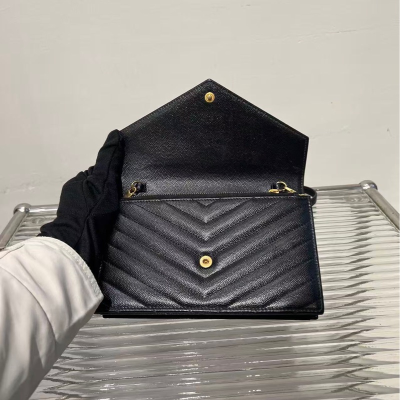 🔥新到：YSL / 聖羅蘭 鏈條信封包小號 魚子醬牛皮，尺寸： 19*12.5cm-6