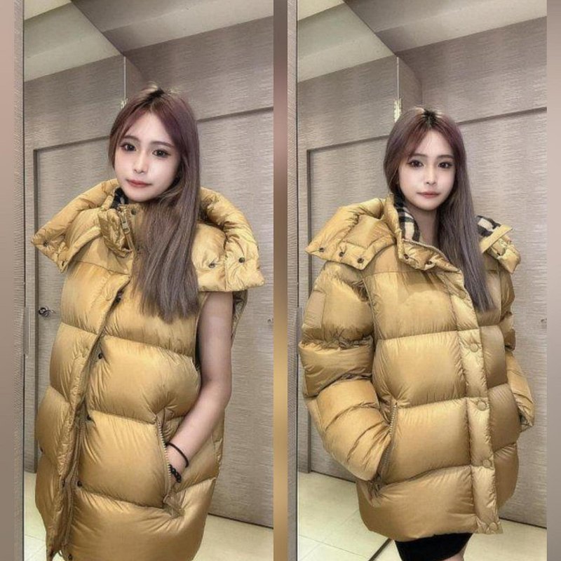💎Han's house精品服飾💎Burberry 羽絨 連帽 外套 可拆變 背心 卡其 原價62700-1
