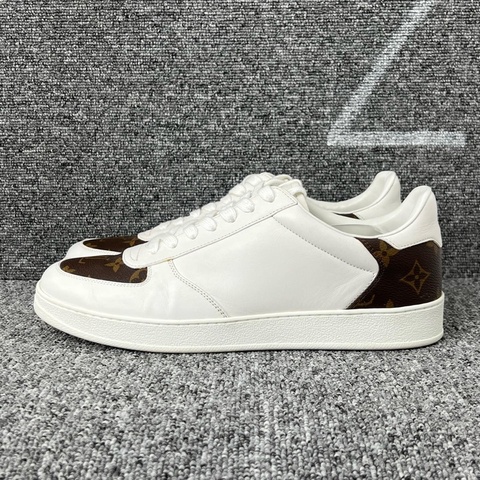 98新lv路易威登 白色皮面棕色老花板鞋42碼