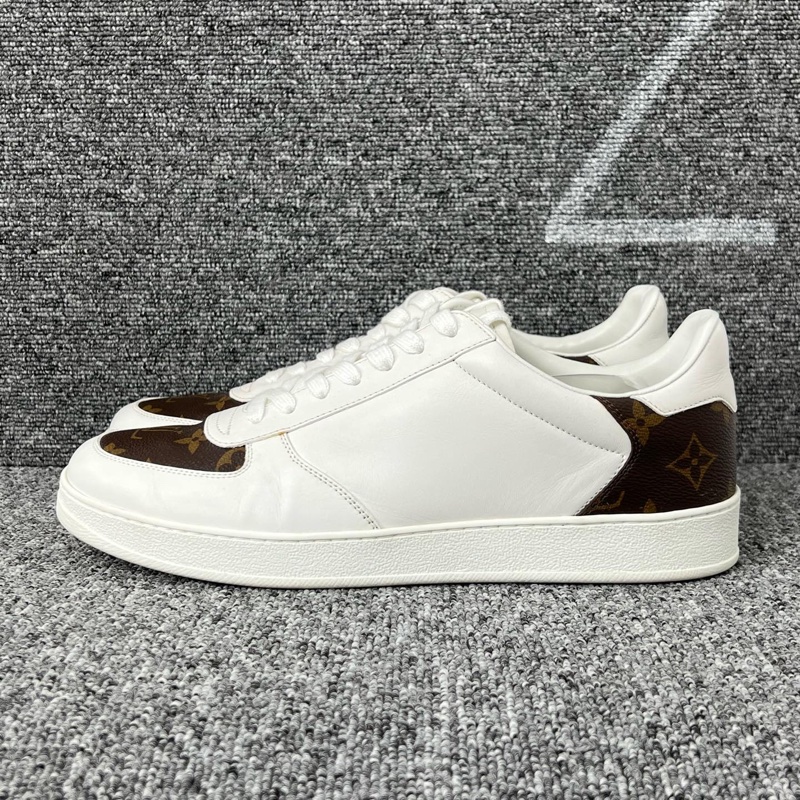 98新lv路易威登 白色皮面棕色老花板鞋42碼-0
