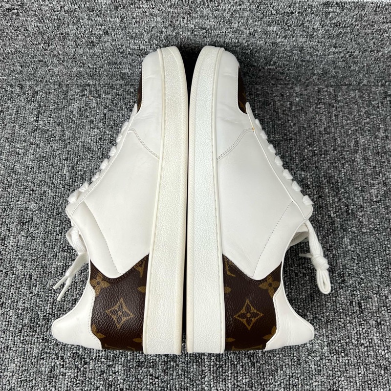 98新lv路易威登 白色皮面棕色老花板鞋42碼-1