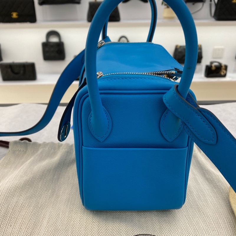 🌈Hermes💙Mini lindy一代💙藍色銀扣🌈99.8新閑置🌟Swift皮🌟愛馬仕🌟-1