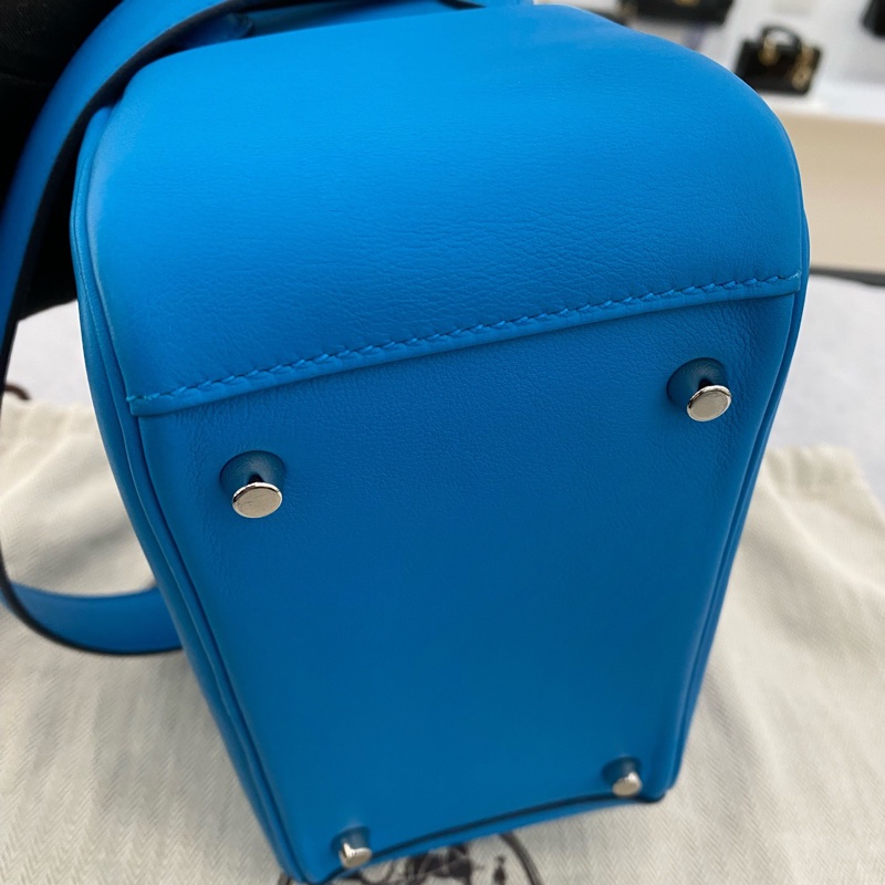 🌈Hermes💙Mini lindy一代💙藍色銀扣🌈99.8新閑置🌟Swift皮🌟愛馬仕🌟-3