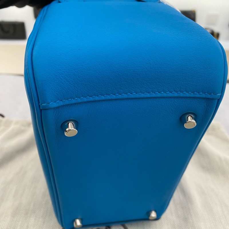 🌈Hermes💙Mini lindy一代💙藍色銀扣🌈99.8新閑置🌟Swift皮🌟愛馬仕🌟-4