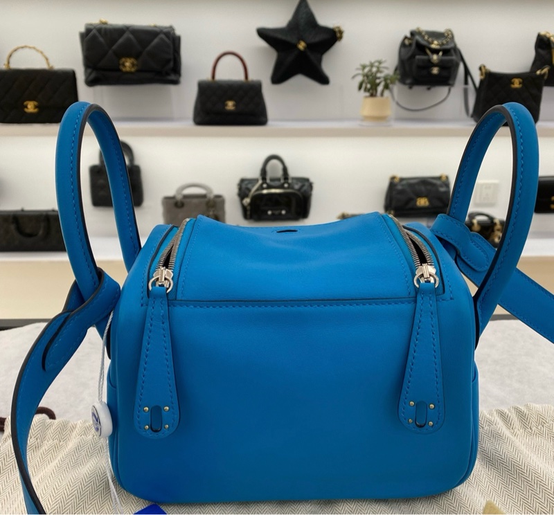 🌈Hermes💙Mini lindy一代💙藍色銀扣🌈99.8新閑置🌟Swift皮🌟愛馬仕🌟-6