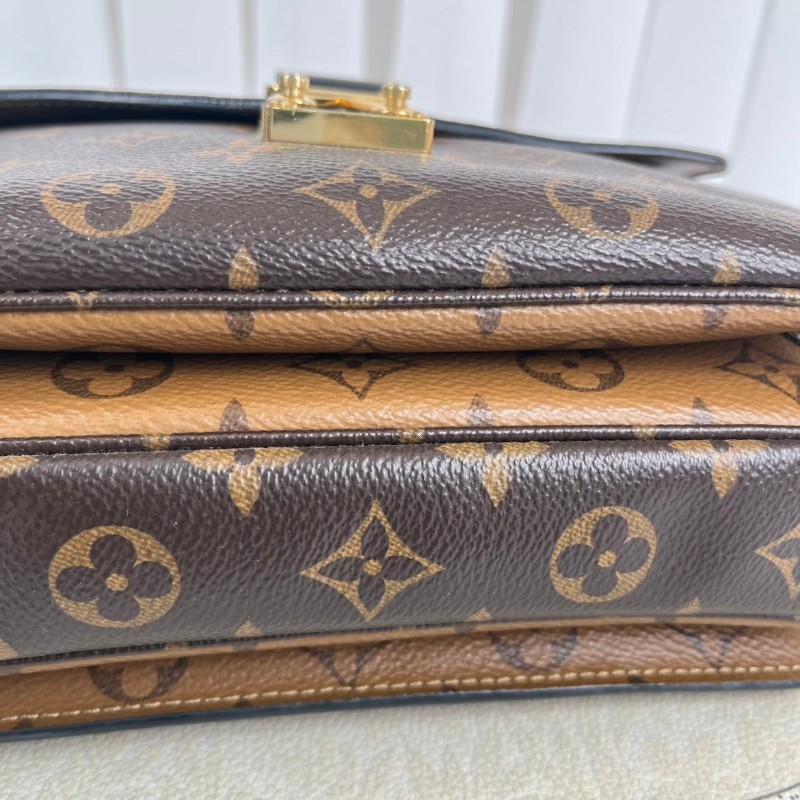 LV路易威登  Pochette Metis拼色郵差包 經典焦糖色老花拼色郵差 皮質手感好 內裡乾淨 手提單肩斜挎都可以 日常通勤百搭 容量實用-16