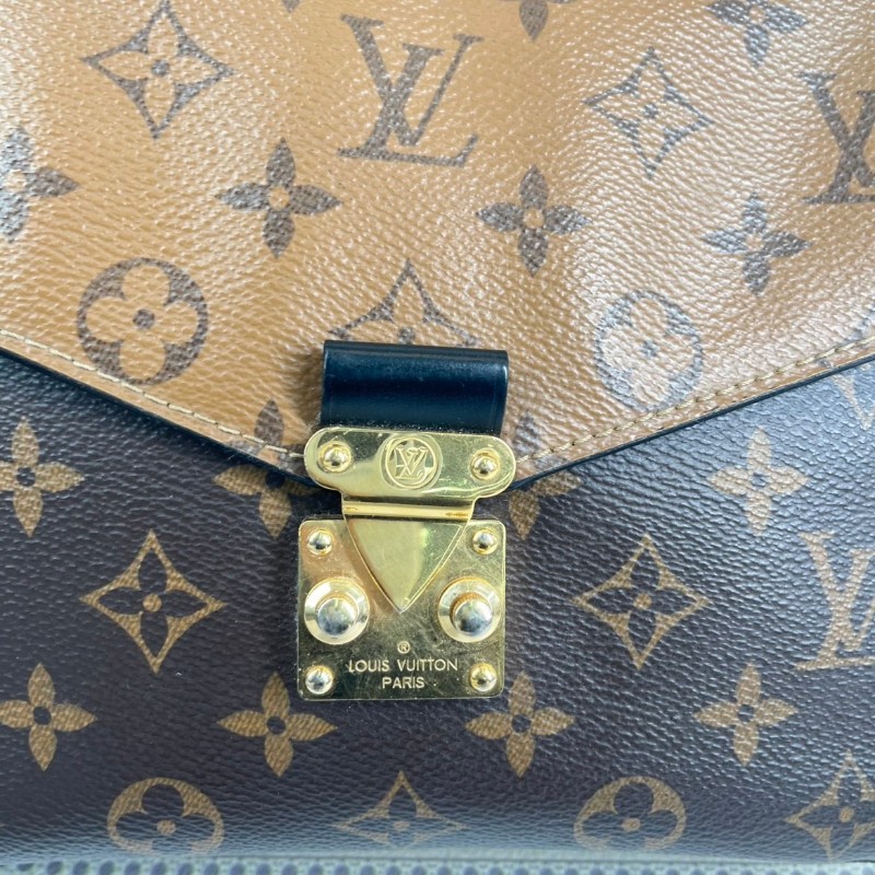 LV路易威登  Pochette Metis拼色郵差包 經典焦糖色老花拼色郵差 皮質手感好 內裡乾淨 手提單肩斜挎都可以 日常通勤百搭 容量實用-25