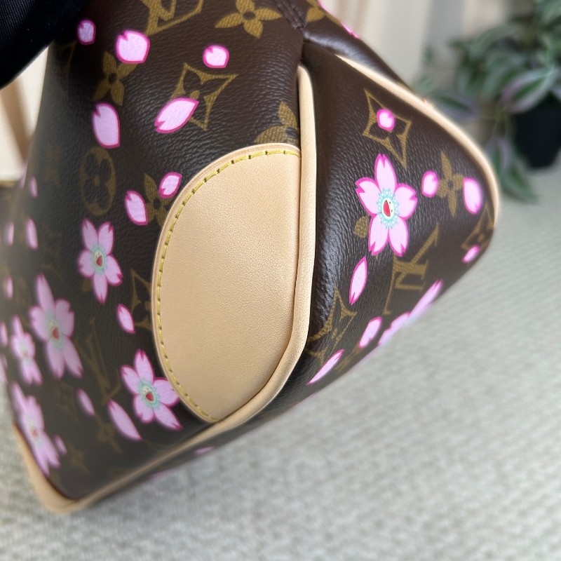 sh smd ZZZ LV路易威登村上隆櫻花牛角包 背法多 容量大 可鹽可甜-13