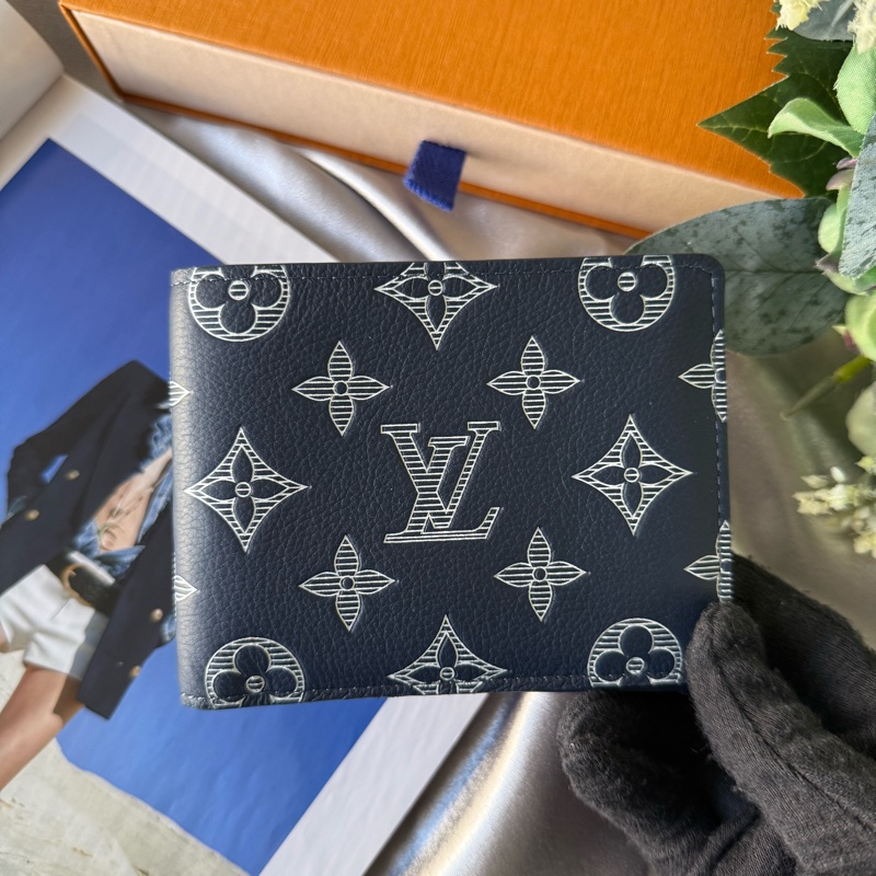 Multiple Shadow 牛皮對開短夾(墨藍色/白色) M83379-1