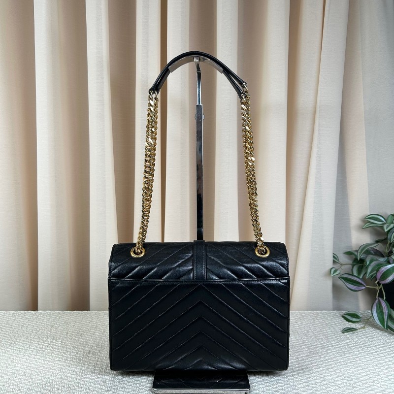 YSL聖羅蘭黑金V紋信封包郵差包 鏈條肩帶可單肩可斜挎 容量實用 適合日常使用-8