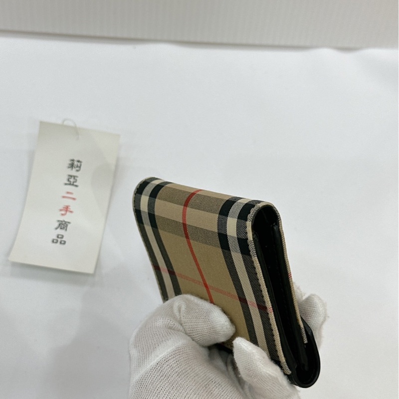 莉亞精品♡ Burberry 格紋三折短夾 二手美品-5