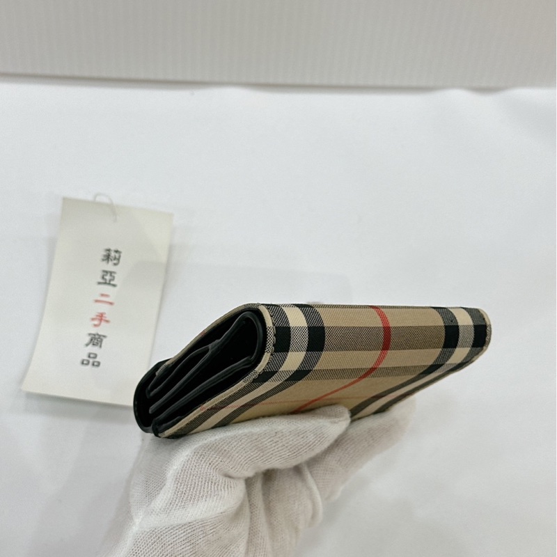 莉亞精品♡ Burberry 格紋三折短夾 二手美品-6