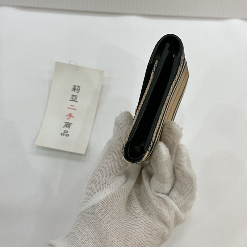 莉亞精品♡ Burberry 格紋三折短夾 二手美品-8