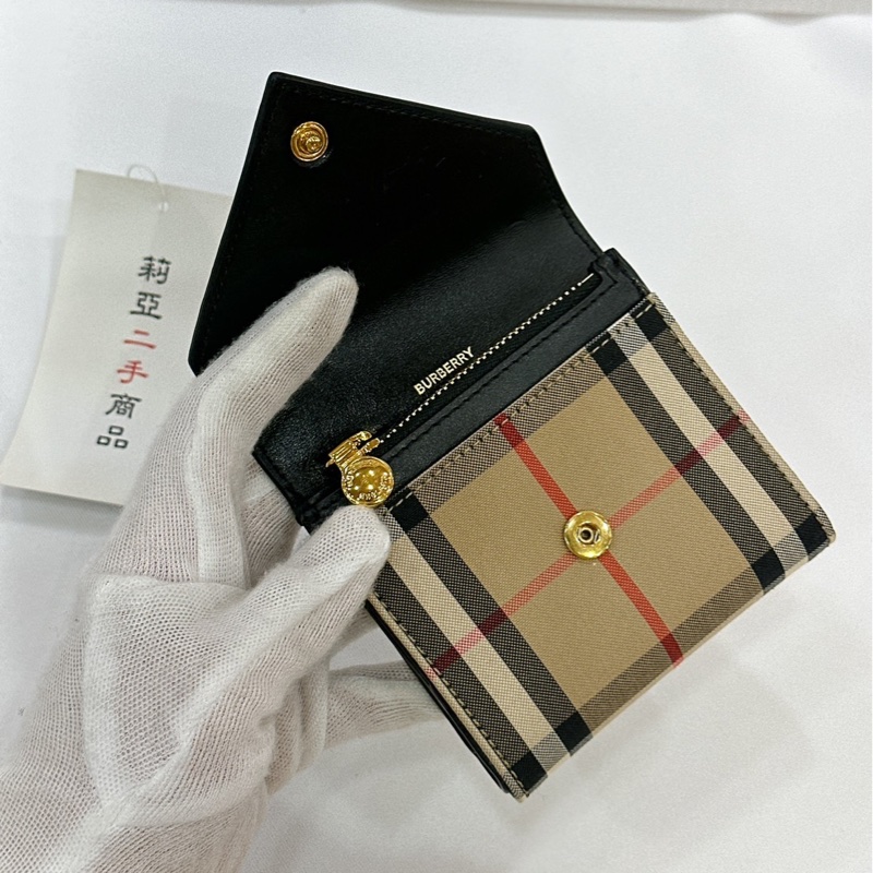莉亞精品♡ Burberry 格紋三折短夾 二手美品-11