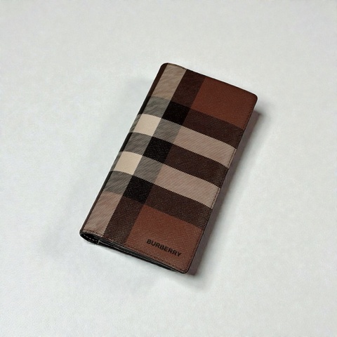 莉亞精品♡ Burberry 格紋對開長夾 二手美品