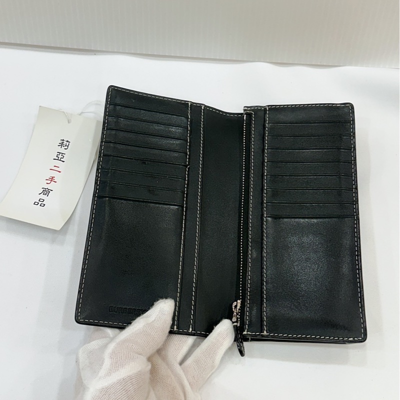 莉亞精品♡ Burberry 格紋對開長夾 二手美品-2