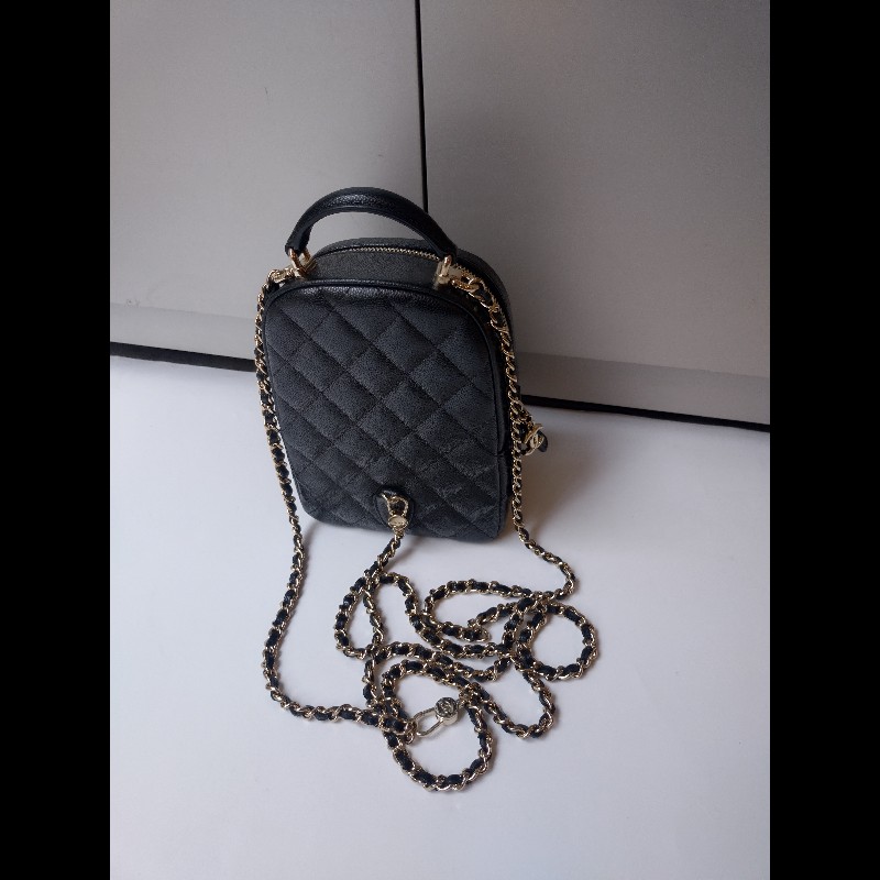 Chanel 金鍊黑荔枝皮三用小書包-2