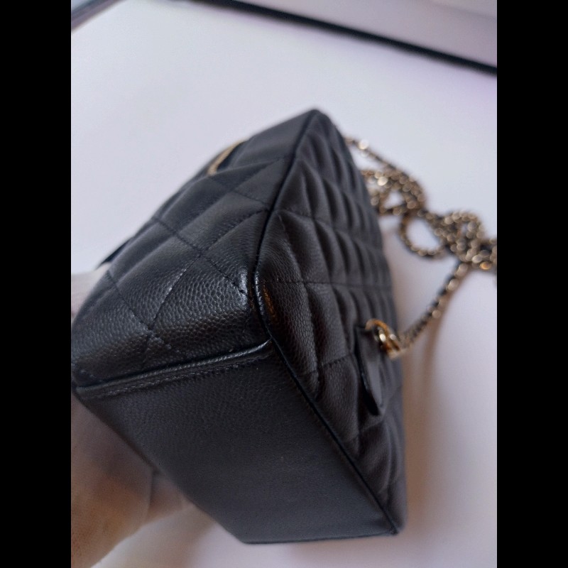 Chanel 金鍊黑荔枝皮三用小書包-7