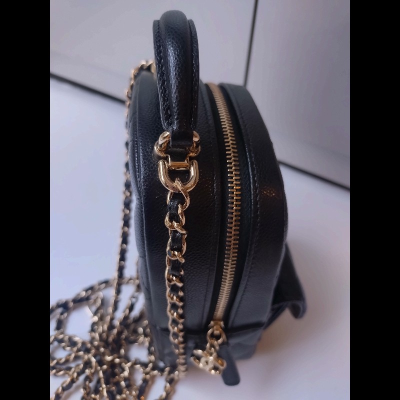 Chanel 金鍊黑荔枝皮三用小書包-13