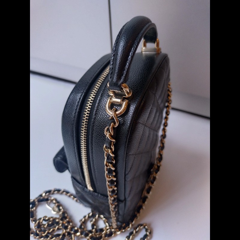 Chanel 金鍊黑荔枝皮三用小書包-14