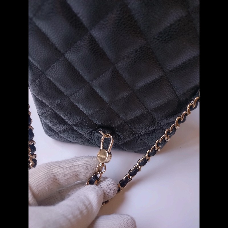Chanel 金鍊黑荔枝皮三用小書包-20