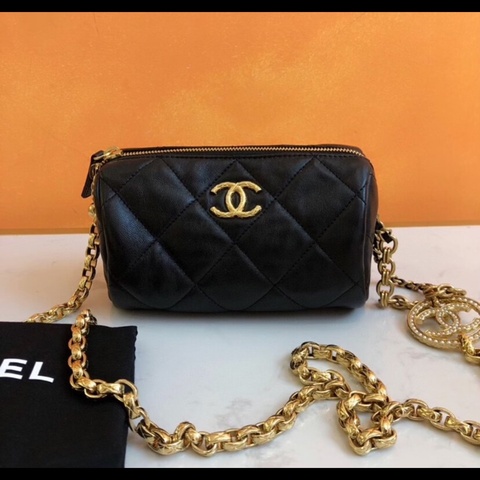 Chanel 22 芯片款 香奈兒保齡球圓筒斜挎包 單肩包
