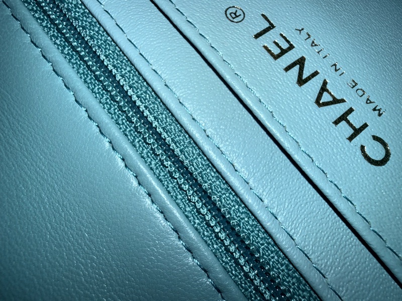 Chanel 經典款 mini 方胖17 cm tiffany綠 金釦 全配 晶片款-2