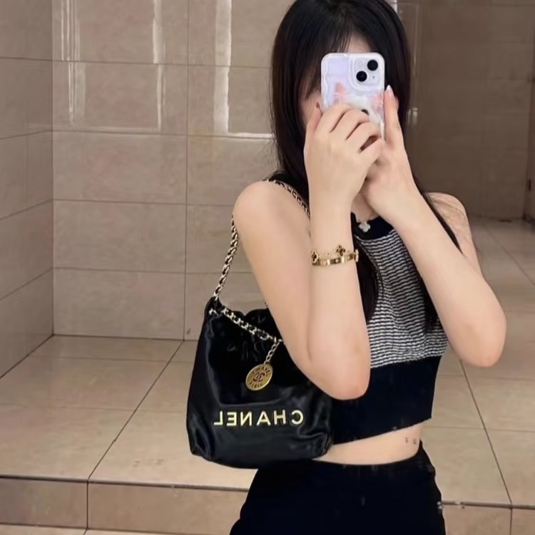 香奈兒 Chanel 22bag mini 黑金-5