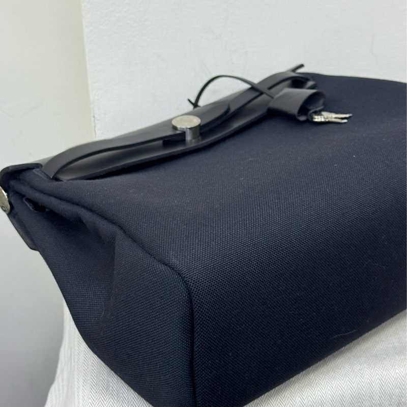 Hermes黑帆布銀釦HERBAG31-7