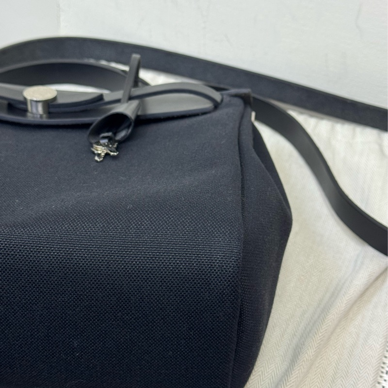 Hermes黑帆布銀釦HERBAG31-8