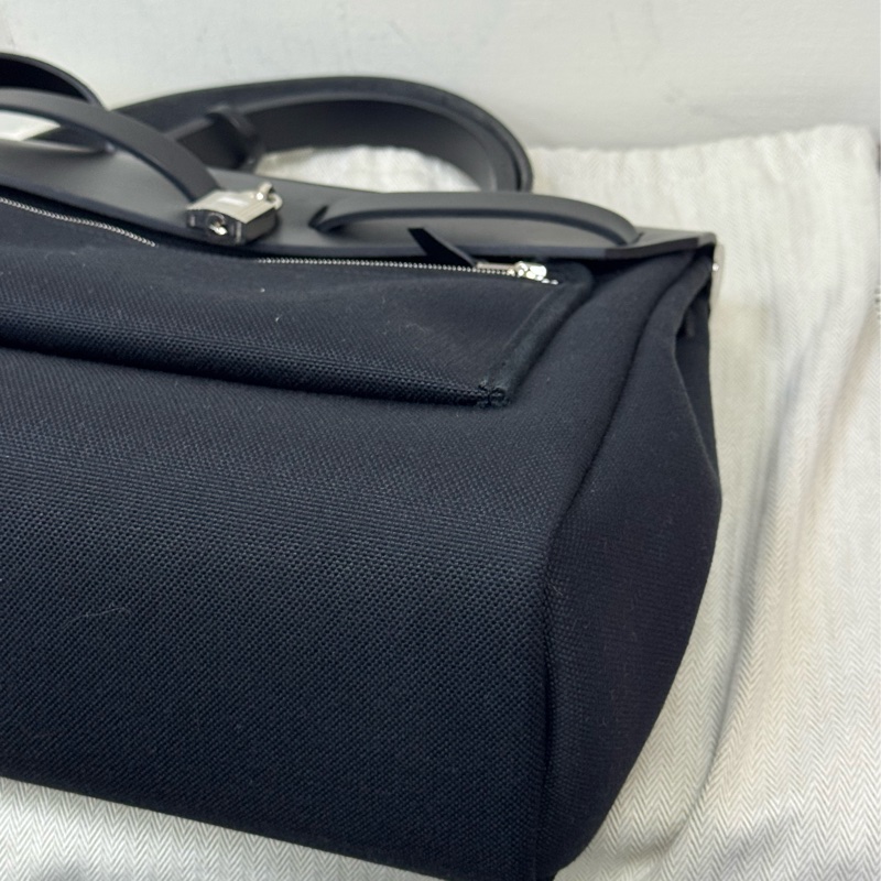 Hermes黑帆布銀釦HERBAG31-9