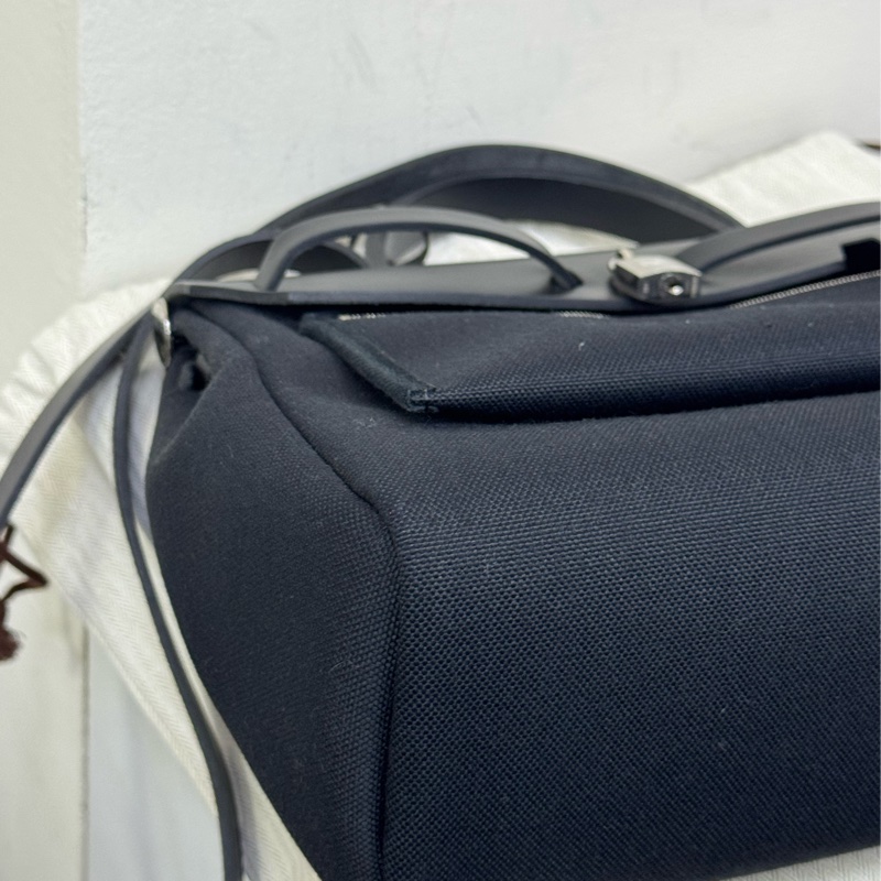 Hermes黑帆布銀釦HERBAG31-10