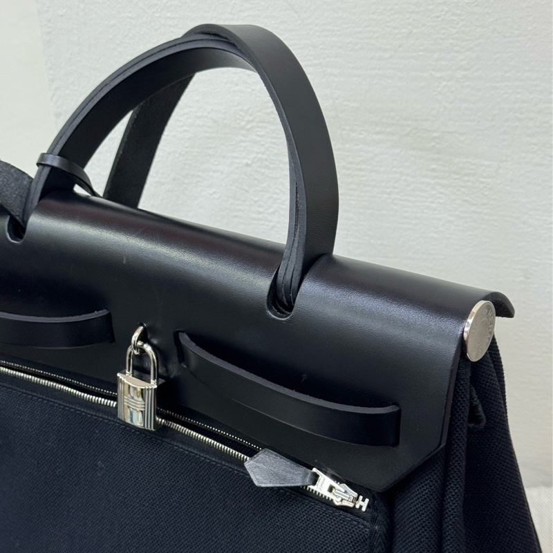 Hermes黑帆布銀釦HERBAG31-12